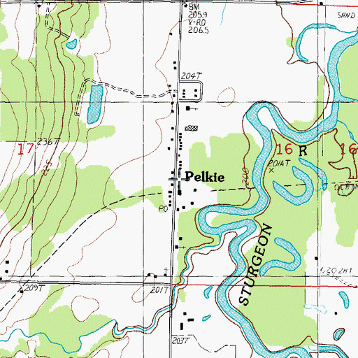 Topographic Map of Pelkie Volunteer Fire Department, MI