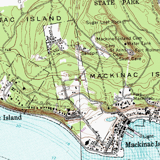 Topographic Map of Mackinac Island Fire Department Station 2, MI