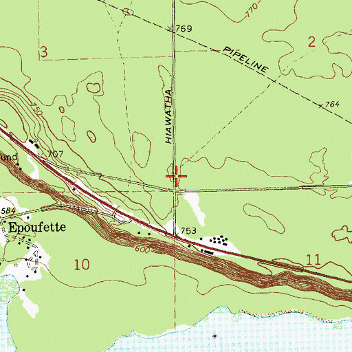 Topographic Map of Hendricks Township Volunteer Fire Department, MI