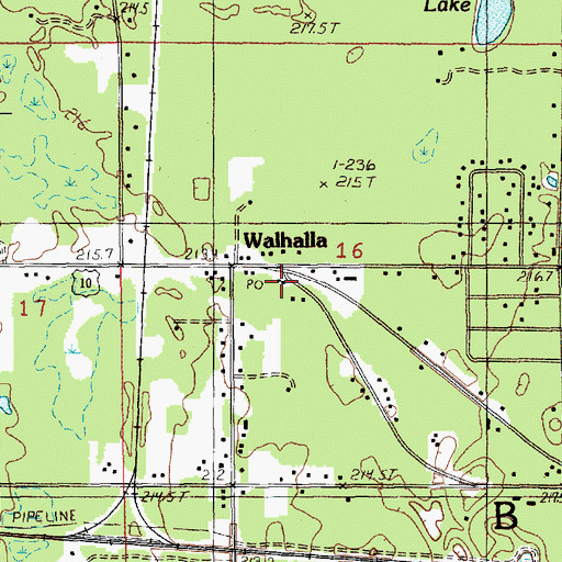 Topographic Map of Branch Township Fire Department, MI
