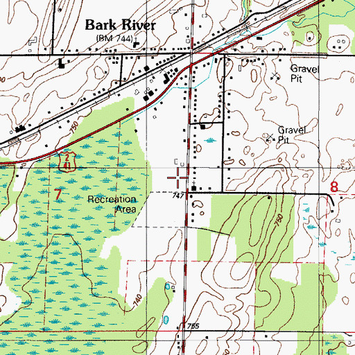 Topographic Map of Bark River Township Fire Department, MI