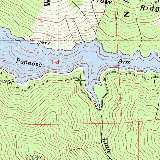 Topographic Map of Little Papoose Creek, CA