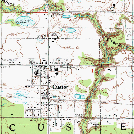 Topographic Map of Custer Fire Department, MI