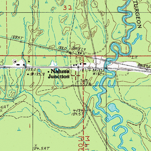 Topographic Map of Nahma Township Volunteer Fire Department, MI