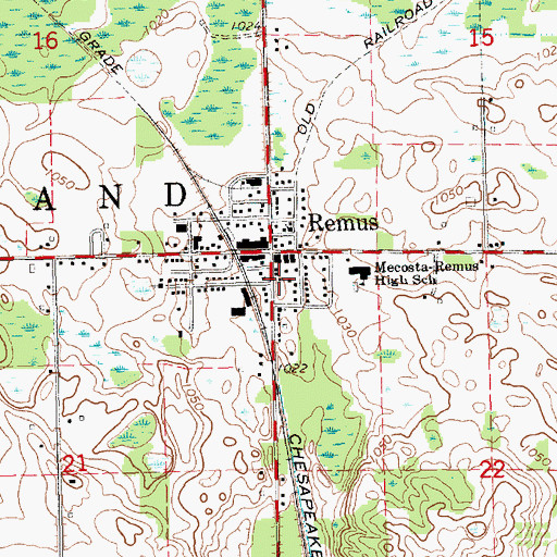 Topographic Map of Wheatland Township Fire Department, MI