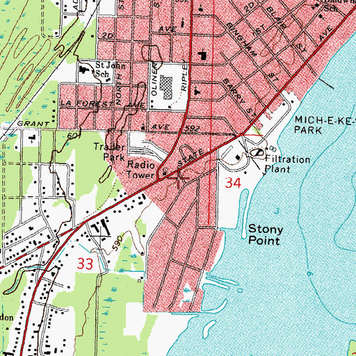 Topographic Map of Alpena Township Fire Department Southside Station, MI