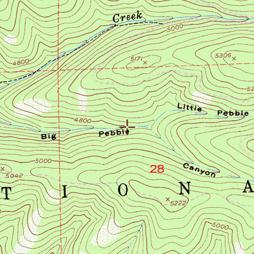 Topographic Map of Little Pebble Canyon, CA