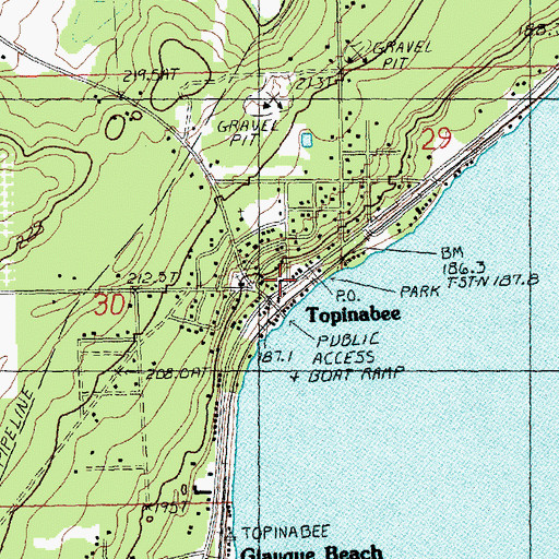 Topographic Map of Topinabee Fire Department, MI