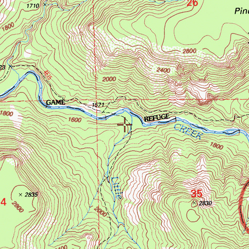 Topographic Map of Little Pine Creek, CA