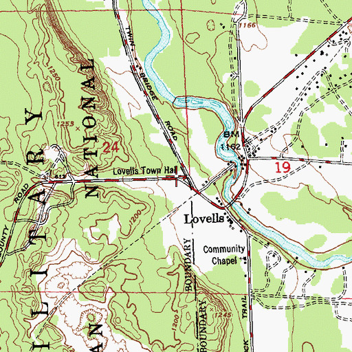 Topographic Map of Lovells Township Fire Department, MI