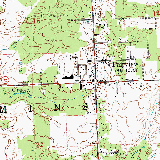 Topographic Map of Fairview Fire Department, MI