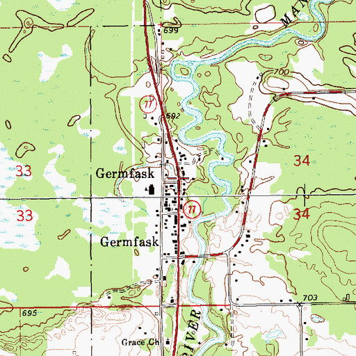 Topographic Map of Germfask Volunteer Fire Department, MI
