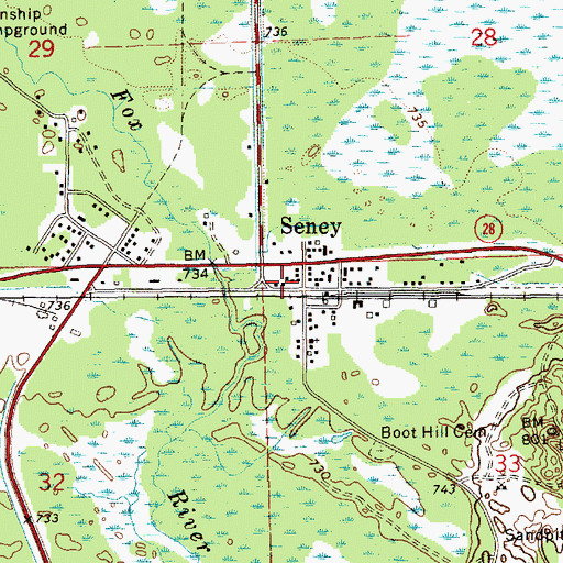 Topographic Map of Seney Township Fire Department, MI