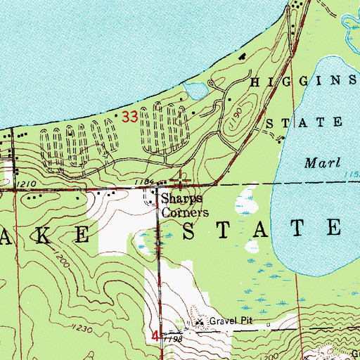 Topographic Map of Gerrish Township Fire and Emergency Medical Services Station 2, MI
