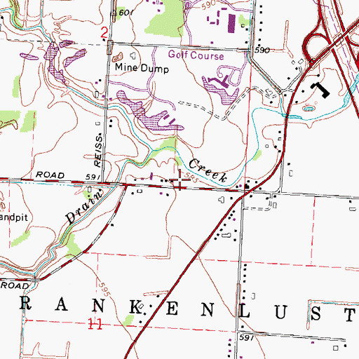 Topographic Map of Frankenlust Fire Department Station 20, MI