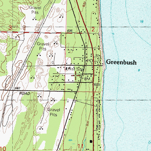 Topographic Map of Greenbush Township Volunteer Fire Department, MI
