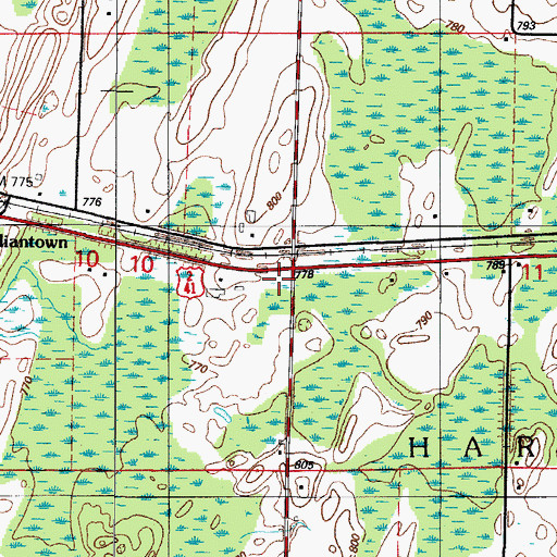 Topographic Map of Harris Township Volunteer Fire Department Station 2, MI