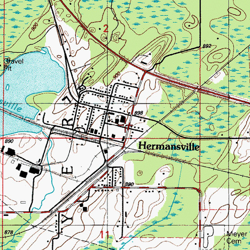 Topographic Map of Meyer Township Volunteer Fire Department, MI