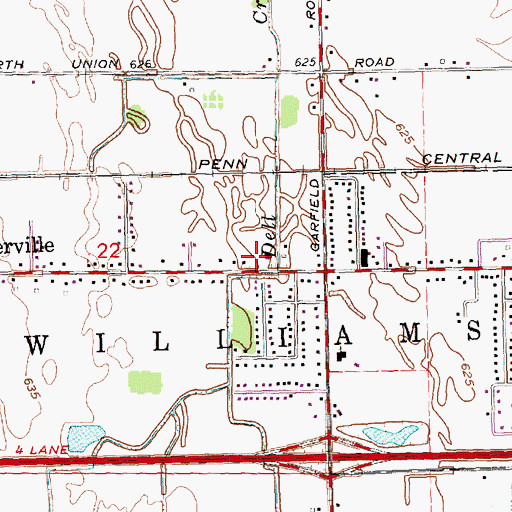 Topographic Map of Auburn - Williams Fire Department Station 12, MI