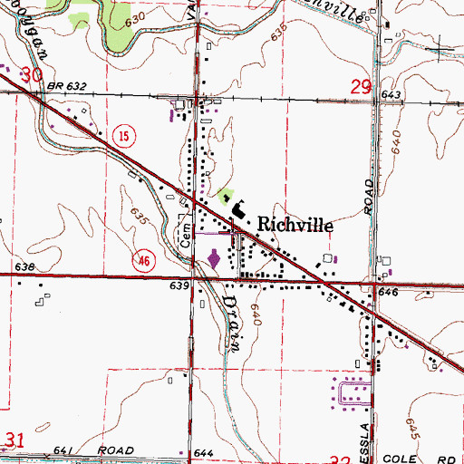 Topographic Map of Richville Fire Department, MI