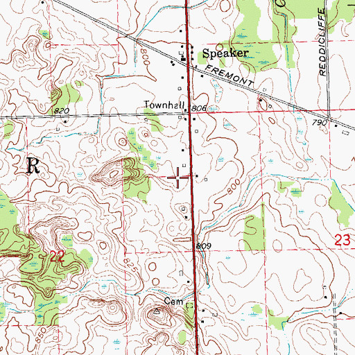 Topographic Map of Speaker Township Fire Department Station 1 Headquarters, MI