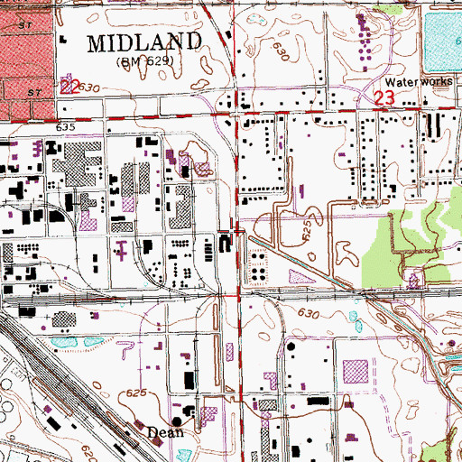 Topographic Map of Dow Corning Corporation Fire Station, MI