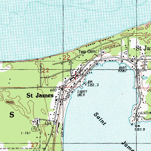 Topographic Map of Beaver Island Fire Department Station 1, MI