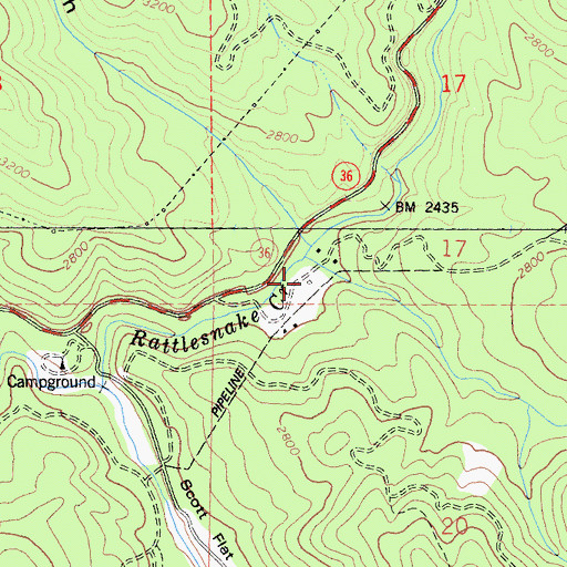 Topographic Map of Little Rattlesnake Creek, CA