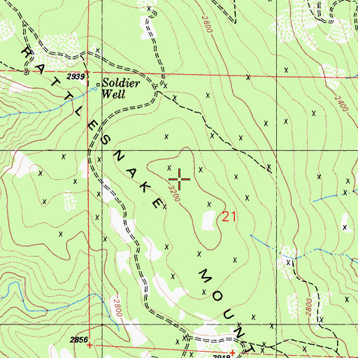 Topographic Map of Little Rattlesnake Mountain, CA