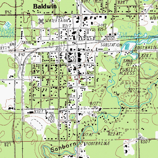 Topographic Map of Huron - Manistee National Forest Baldwin - White Cloud Ranger Station, MI