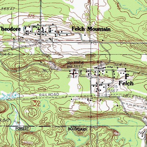 Topographic Map of Felch Township Volunteer Fire Department, MI