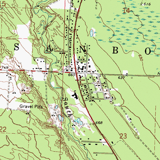 Topographic Map of Sanborn Township Fire Department, MI