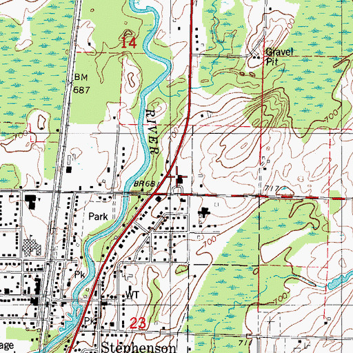 Topographic Map of Michigan Department of Natural Resources Stephenson Field Office, MI