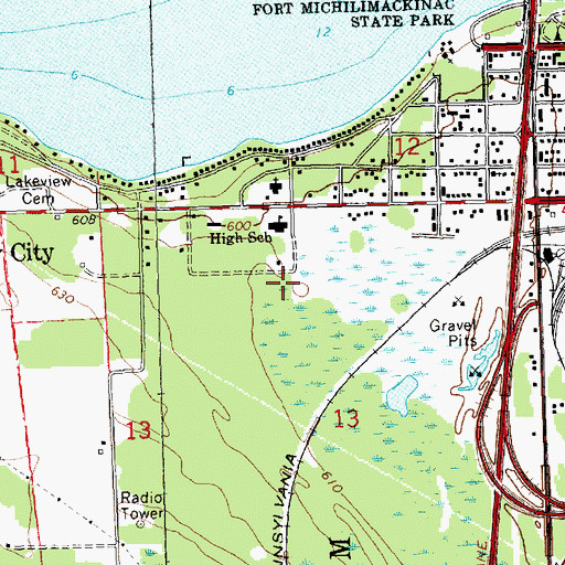 Topographic Map of Mackinaw City Fire Department Station 2, MI