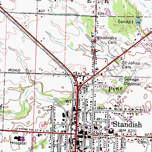 Topographic Map of Michigan Department of Natural Resources Standish Field Office, MI