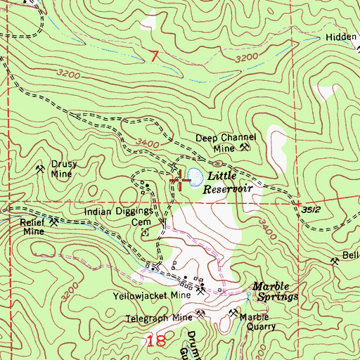 Topographic Map of Little Reservoir, CA
