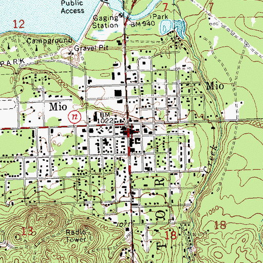 Topographic Map of Michigan Department of Natural Resources Mio Field Office, MI