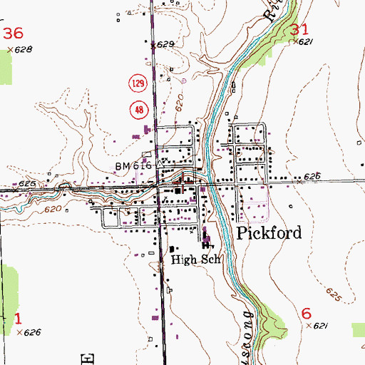 Topographic Map of Pickford Township Volunteer Fire Department / Volunteer Ambulance Corporation, MI