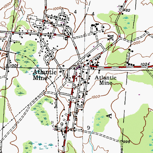 Topographic Map of Adams Township Volunteer Fire Department - Atlantic Mine, MI