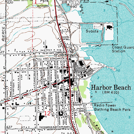 Topographic Map of Harbor Beach Fire Department, MI