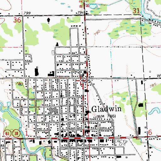 Topographic Map of Michigan Department of Natural Resources Gladwin Field Office, MI