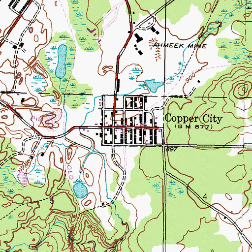 Topographic Map of Copper City Volunteer Fire Department, MI