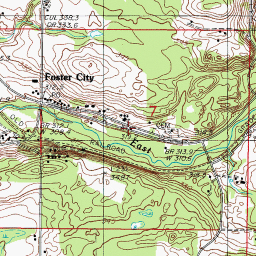 Topographic Map of Breen Township Fire Department, MI