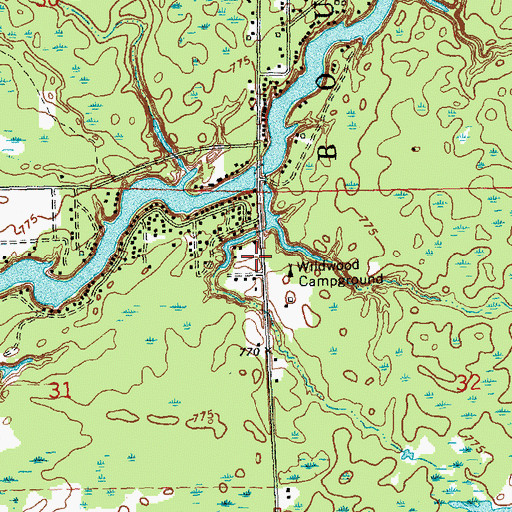 Topographic Map of Wildwood Fire Department, MI