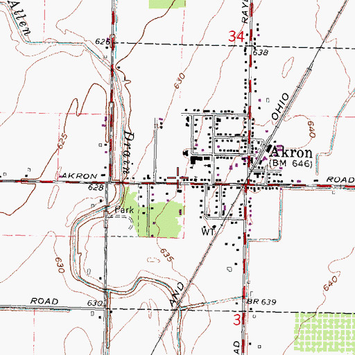 Topographic Map of Akron Fire Department, MI