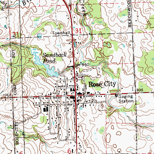 Topographic Map of Rose City Area Fire Department, MI
