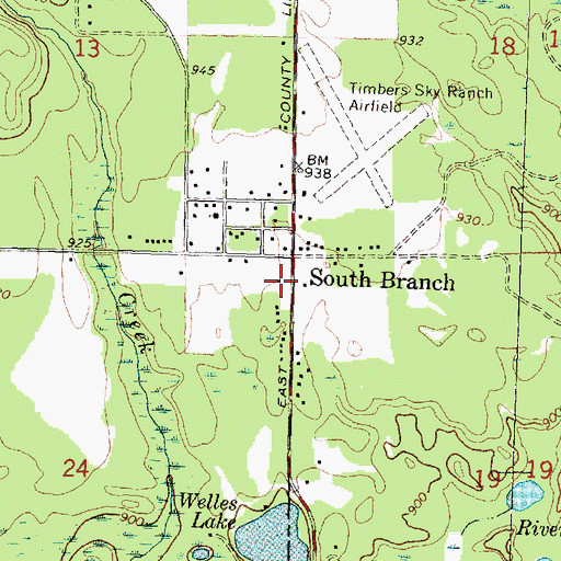 Topographic Map of Goodar Township Volunteer Fire Department, MI