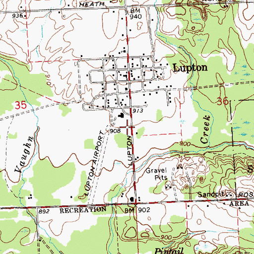Topographic Map of Lupton Fire Department, MI