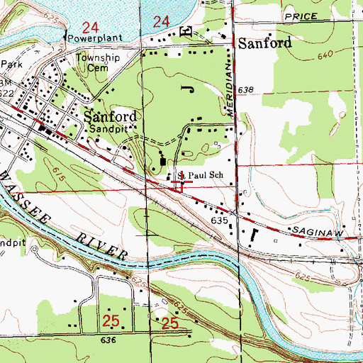 Topographic Map of Michigan Department of Natural Resources Sanford Field Office, MI