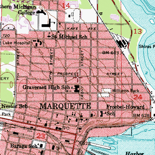 Topographic Map of Marquette City Fire Department Station 2, MI